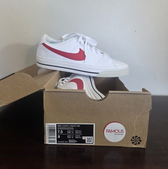 Nike Court Legacy Next Nature White Red Black New In Original Box Mens Size 7.5 - Picture 12 of 15